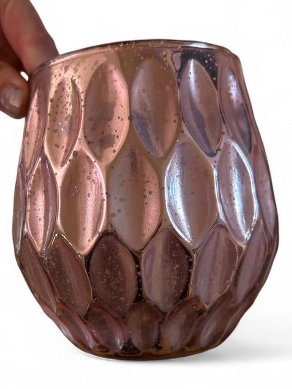 Iridescent Pink Glass Votive Candle Holder